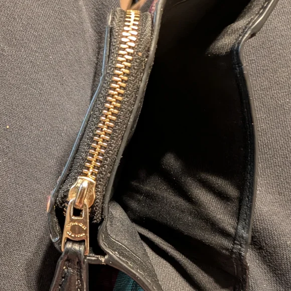 Coach Striped Multicolor Compact Wallet in Teal, Burgundy & Tan - Picture 4 of 6